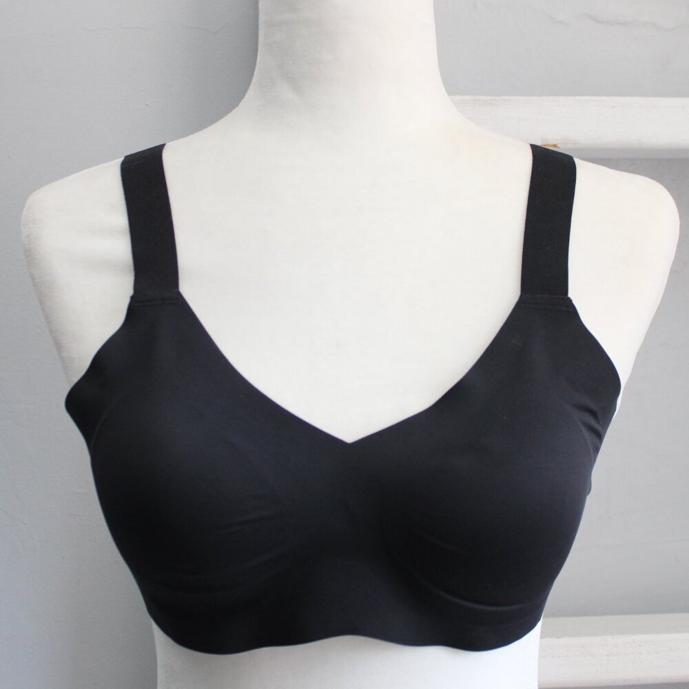 KNIX Women's Padded V-Neck Evolution Bra Wide Strap in Black Size 3
